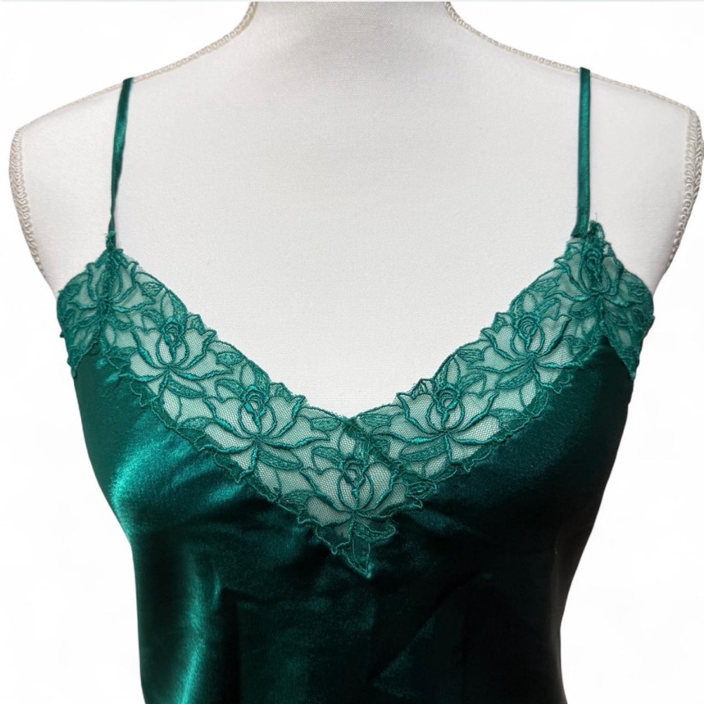 Victoria's Secret Teal Satin Chemise with Lace